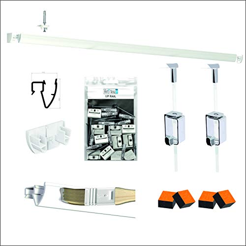 Pack Cimaise Up Rail Artiteq – Fijación de techo – Colgador de mesa de alta gama (4 metros, blanco)