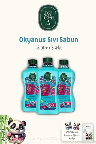 3'lü Doğal Zeytinyağlı Sıvı Sabun Okyanus 1.5 L ve Rosıe Pamuk