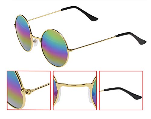 PENTA ANGEL 2Pcs Colored Round Retro Sunglasses4