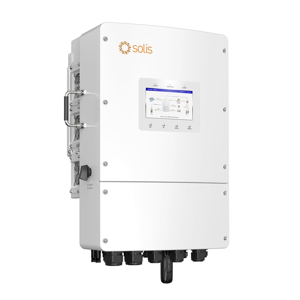 Inverter Fotovoltaico Solis Trifase Ibrido On-Grid/Off-Grid 15kW, Doppio MPPT, Schermo LCD, WiFi Meter e TA Inclusi, Garanzia 10 Anni IP66