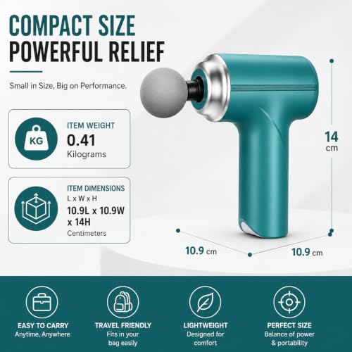 Image of Bouncefit MG-203 Portable Handheld Electric Massage Gun | Body Massager for Pain Relief | Massage Gun for Back, Leg & Full Body | 4 Speed Modes | Long Battery Life | 4 Specialized Heads For Full Body Pain Relief | Multicolour (A2-203)