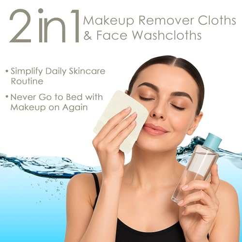 Image of DAN RIVER 12-Pack Premium 100% Cotton Ivory Face Towels for Bathroom - Reusable Face Wash Cloths for Showering 12x12 Inches - 550 GSM Super Soft & Absorbent Luxury WashCloths for Body, Spa & Gym