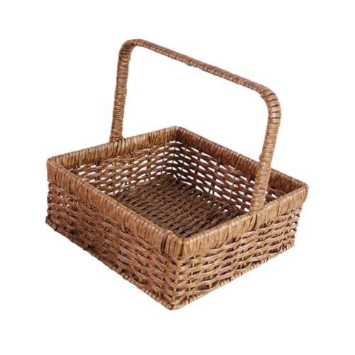 Fenteer Imitation Rattan Storage Basket Handwoven Lightweight Decor Woven Basket Decorative for Outdoor Home Tabletop Fruit Vegetable
