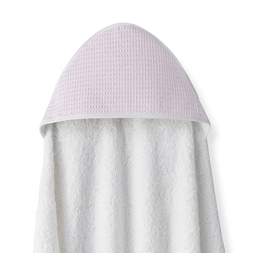 Interbaby - Capa de Baño Bebe Delantal Blanco/Rosa | Toalla Bebe con Capucha Algodón, 100x100cm, Unisex | Suave, Secado Rápido | Ideal Recién Nacidos, Bebes y Niños Pequeños | Diseño Nido de Abeja