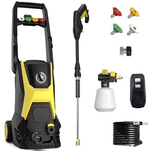 Image of PressurePower4500PSI with 4 Quick Connect Nozzles, Inlet Hose & Filter, Foam Cannon for Cars /Fences /Driveways /Patios /Home Cleaning