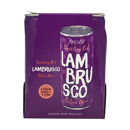 Presto, Sparkling Lambrusco, 4 Pack Cans, 250 ml