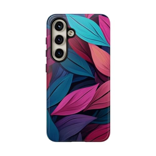 Coque colorée Samsung S24 motif feuilles pour un look unique