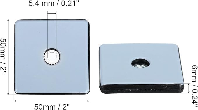 MR. DIY Crafts 4 Pcs, PTFE Square Furniture Sliders, Screw-On Chair Leg Floor Protectors, Chair Glides for Carpet and Hardwood Floors, (4, Grey, 5 x 5 cm)