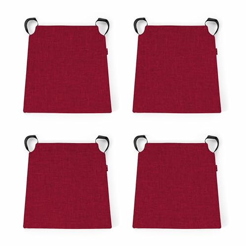 POKAR Lot de 4 Galettes de Chaise avec Bandes Velcro 41x35x40 cm (Épaisseur 5 cm) | Coussins...