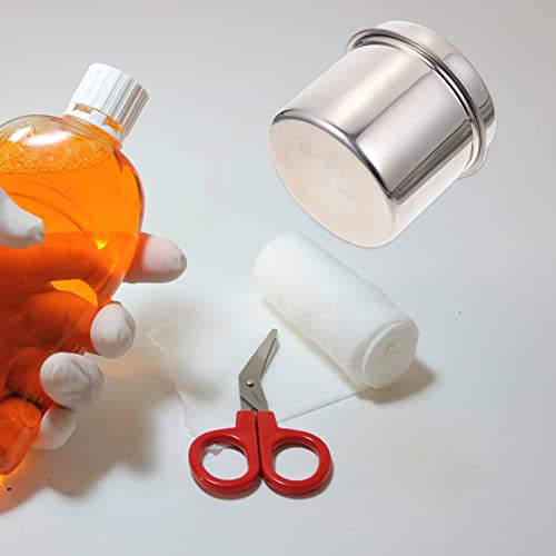 Image of Healifty Stainless Steel Gauze Jar 2pcs 304 Stainless Steel Jar Cotton Container Bottle Anti Iodine Container for Hospital Storage Bottle