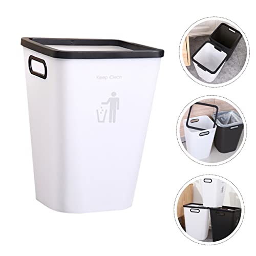 Caneca de basura plástica rectangular para hogar blanca miniatura 5