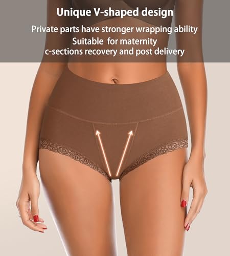 Image of Women's Cotton Underwear,Ladies Soft Stretch Tummy Control Comfy No Muffin Panties Boyshorts