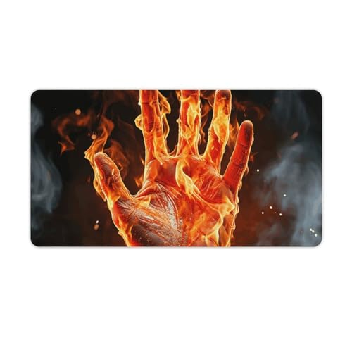 Tapis de souris de jeu grande taille au design flamme avec LED durables