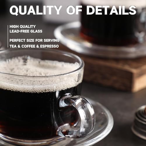 Image of Premium Glass Tea and Coffee Cup 250ML Set of 6 Transparent Glass Cups Set for Milk Cup, Hot /Cold Drinks Cups, Herbal Tea, Green Tea, Lemon Tea Cup Set for Ideal Gift Uses (CTZ - 15)
