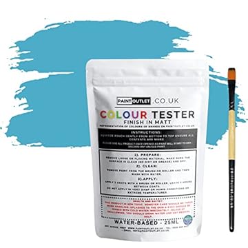 HQC Paint Wall and Ceilings Matt | Sample Colour Tester Pot with Brush | Quick Drying Quality Interior Paint | Contemporary Finish | Pale Blue Colour 25ml