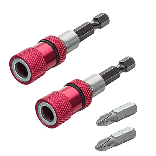 UYUYong 2pcs Puntas de Destornillador Imantado Magnético 1/4 Portapuntas con Tope de Profundidad e Imán Anular Soporte de Destornillador de Liberación Rápida per Pared de Yeso