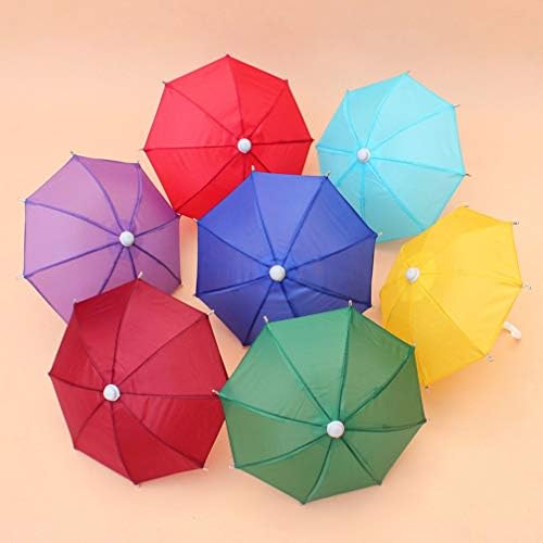 NUOBESTY 5pcs Mini Umbrella Garden Decoration Hanging Ornament Decorative Props Kids Children Toy Solid Color Random Color