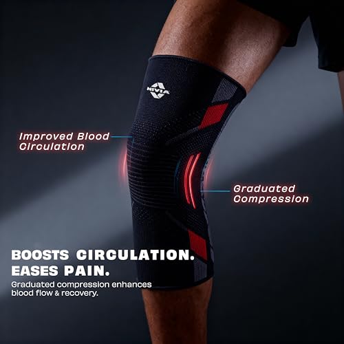 Image of Nivia Knitted Knee Support, for Men, for Gym, Knee Sleeves, Knee Braces Pair for Sports & Workout, Knee Cap, Knee Compression Knee Supporter for Exercise, Running, Cycling