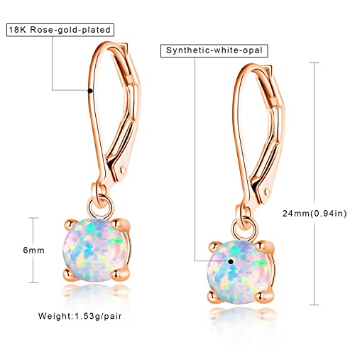 18K Rose Gold Plated 6Mm Round Leverback Earrings For Women Teens Girls Hypoallergenic Jewelry Gifts October's Gemstone Birthstone #TOP4