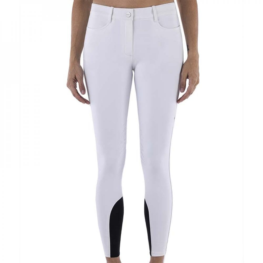 Equiline Reithose für Damen, Modell CORNEK - Sportbekleidung für englische Berge, Hose mit Grip am Knie (IT, Größe 38, Regular, Regular, Weiß)