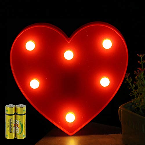 HONPHIER® Letras luminosas alfabeto luminoso lámpara LED letras luces letra deco operador a pilas para recepción fiesta boda casa bar decoración (corazón) Cover