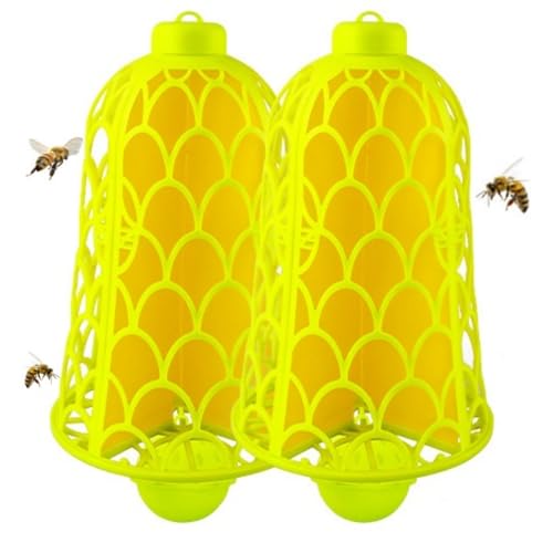 2 Piezas Trampa Avispas y Moscas, Trampas para Avispas Exterior, Trampas para Avispas Asiaticas, Mata Moscas y Mosquitos, Trampas para Insectos de Plástico, Trampa Colgar para Jardín Terraza Balcón
