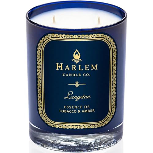 HARLEM CANDLE CO. Langston - Luxury Scented Soy Candle, 11 oz - 80-Hour Burn Time | Jasmine, Sandalwood, Nutmeg, Clove, Vanilla, Leather | Scented Candles for Home