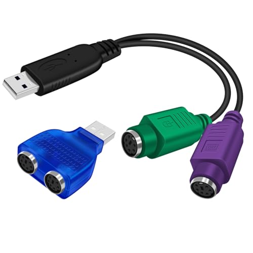 YINGAYOU PS2 to USB Adapter USB to PS2 Keyboard and Mouse Adapter Cable 18cm Built-in Chip No Need to Drive Plug and Play for Desktop Laptop (Cable+Adapter)