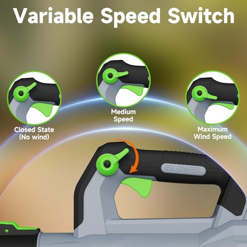 Leaf Blower Cordless with 2× 5.0Ah Batteries and Charger, 21V Electric, Lightweight Battery Powered Blowers for Lawn Care, Yard, Patio Cleaning, Blowing Leaves & Dust — view 5