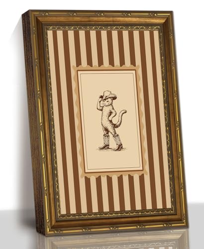 Vintage Cowboy Cat Framed Wall Art