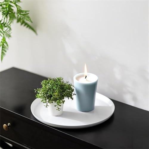 Sziqiqi Portacandele Vassoio Decorativo in Metallo: Piatto per Candele Rotondo per Centrotavola - Portacandele a Colonna Bianco Vassoio da Portata Moderno per Soggiorno Cena Cucina Bancone Bagno