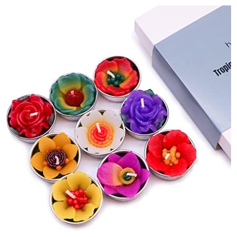 Hana Blossom 9 Assorted Big Tropical Flower Scented Tealights in a Gift Box Set Cover