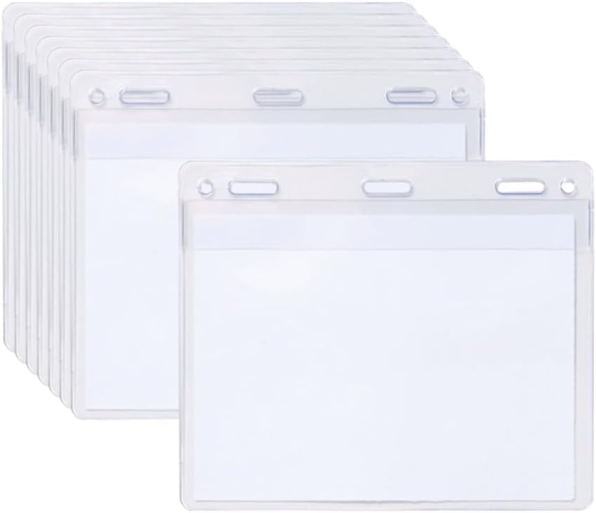 Horizontal Card Protector Clear Plastic Pouch for ID Name Badge Holders Conference Name tag Sleeves No Zipper for