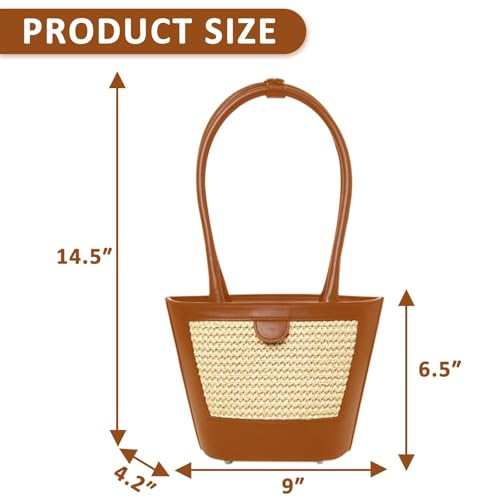Bolso Tote para mujer, tejido a mano, color caqui miniatura 4