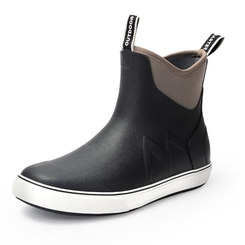 OutdoorMaster Men's Deck Boots, Waterproof Anti-Slip Rubber Rain Boots, Breathable Saltwater Deck Shoes For Fishing Boating Camping Sailing