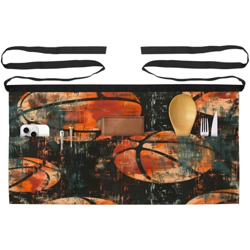 Lot de 3 demi-tabliers de cuisine et bistrot style grunge basketball