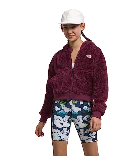 THE NORTH FACE Girls' Suave Oso Fleece Full-Zip Hooded Jacket, Boysenberry, X-Large