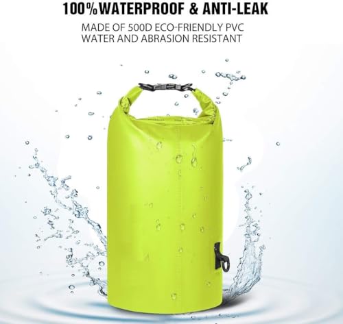 Image of Leosportz Waterproof Dry Bag with Shoulder Strap | Water Bag for Swimming River Rafting | Floating and Lightweight Travel Bag for Men and Women (Yellow, 10, litres)