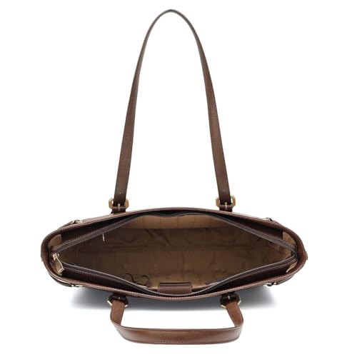 Image of Da Milano Leather Tote Bag for Women | Fits Up To 15 inch Laptop| Versatile Office & Casual Handbag (01063M-OL)