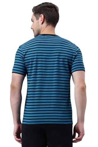 Image of Van Heusen Men Cotton Striper Regular Fit T-Shirt - Crew Neck, Half Sleeves