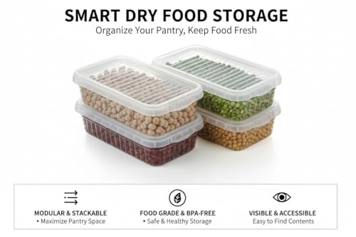 Image of Fridge Storage Containers, Storage Box for Kitchen, Refrigerator Organizer Containers, Kitchen Storage Box, Fridge Storage Boxes, Pantry Organization (Pack of 6, 2000Ml)