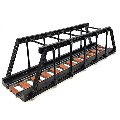 Classic Train Building Bridge City Passenger Express Train Tracks Toys Accessories Railroad Construction Building Block Compatible With Major Brand (Black Bridge) #TOP16
