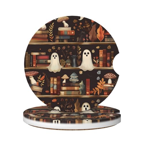 2pcs Portavasos de Cerámica para Auto Diseño Vintage Halloween miniatura 1