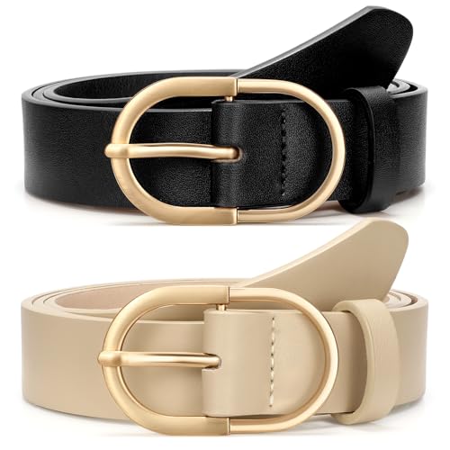 VONMELLI 3 Pack Women's Belts for Jeans Pants Black+Black+Beige2