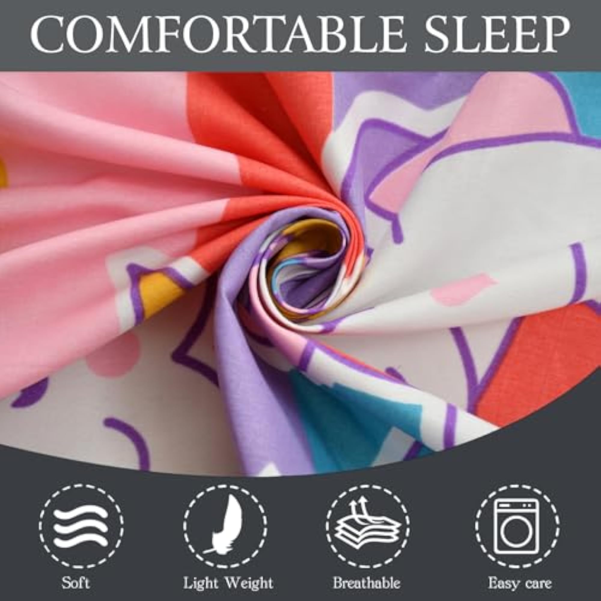 Kids Cartoon Printed King Size Bedsheet with 2 Pillow Covers