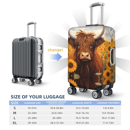 Luggage Cover Protector Suitcase Cover - Countryside Sunflower Cow Santi-Scratch Uitcase Cover for Luggage2