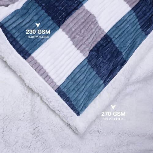 AHERKLL Sherpa Fleece Throw Blanket, 3D Ribbed Jacquard Soft Warm Thick Winter Sherpa Fleece Blankets - Image 3