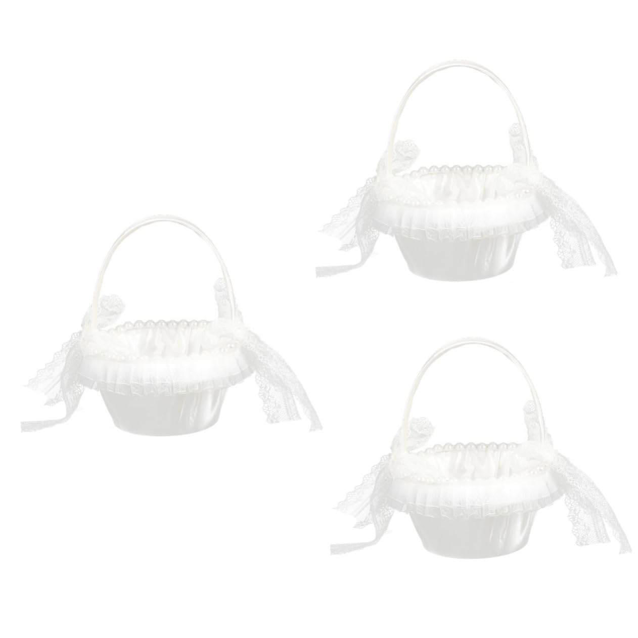 KOMBIUDA KOMBIUDA 3 Piezas Cesta De Flores De Encaje Cesta Porta Anillos Cesta De De Dulces Cesta De Recuerdos De Boda Decoración Aire Libre Cesta De Flores Para Niña De Las Flores Satín