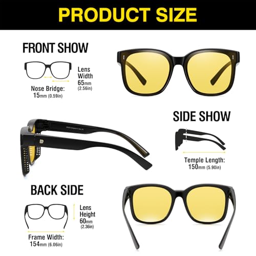 DUCO Night Driving Glasses Women Fit Over Glasses Night Vision Goggles Light Weight TR90 Frame Anti Glare Lens2