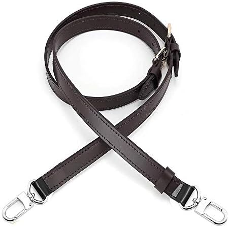 Vachetta Leather Adjustable Crossbody Strap for Speedy 25 30 Adjustable Purses -(41-50 inches)-Black-Gold Clasp-0.8inch Width